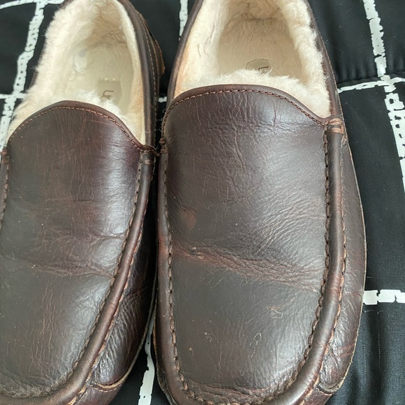 UGG Dark Brown Leather Slip-On Loafers - Picture 7 of 7